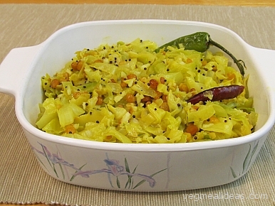 Cabbage Poriyal Dish