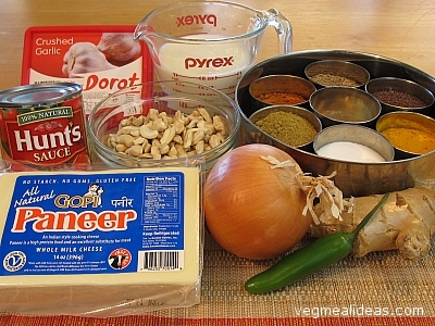 shahi Paneer Ingredients